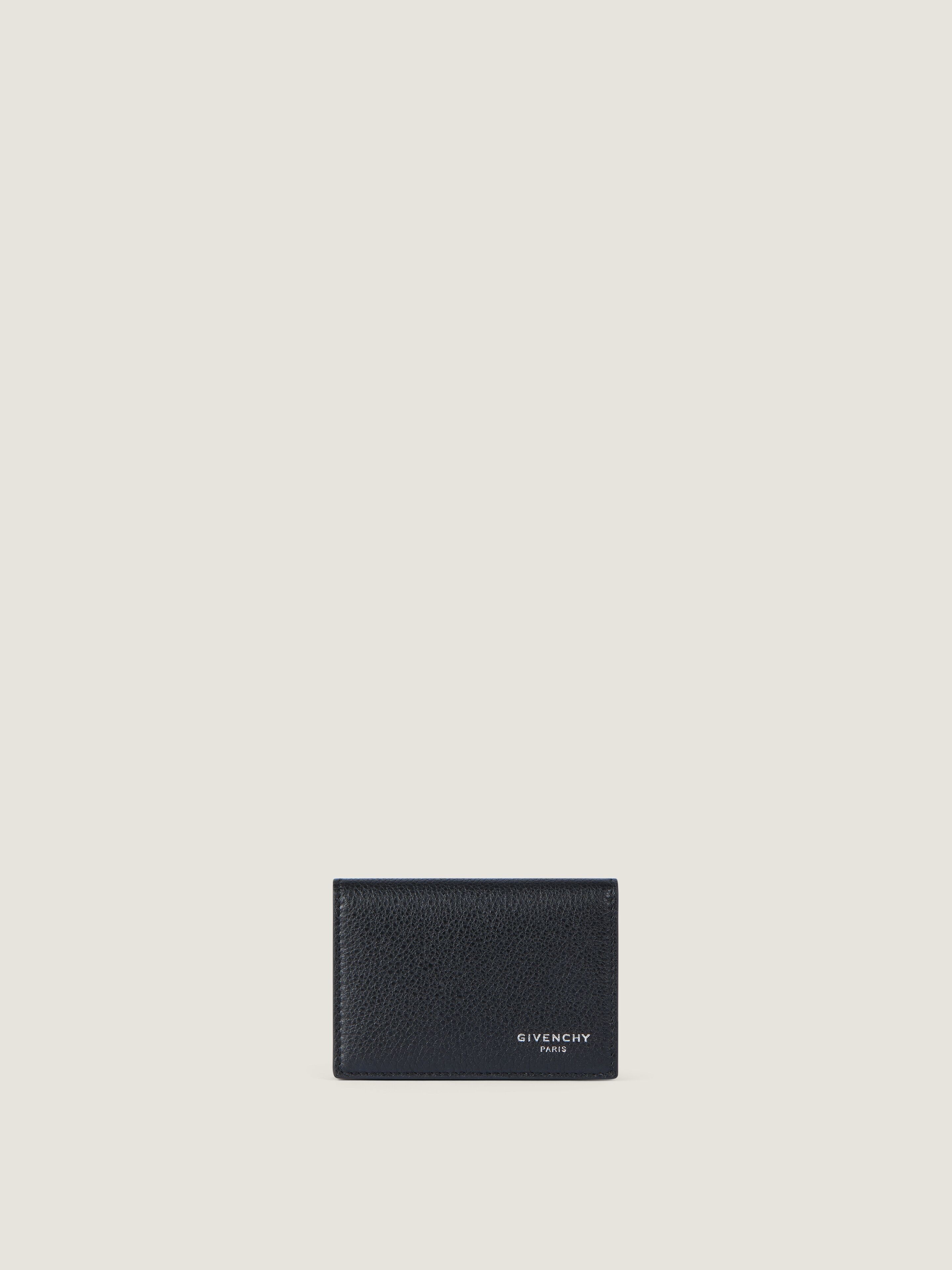 Flap card holder in grained leather